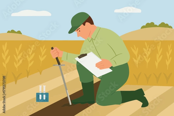 Fototapeta Field Soil Testing Process
