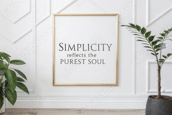 Fototapeta Framed text reading Simplicity reflects the purest soul on a wall