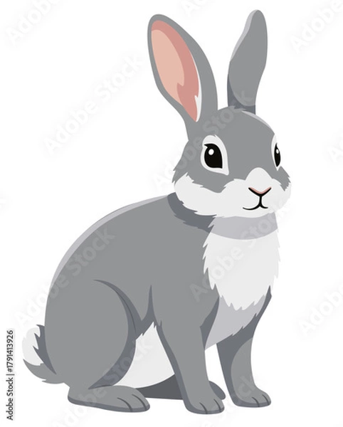 Obraz Gray Rabbit Illustration flat vector