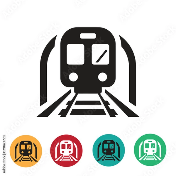 Obraz Modern subway train icon for transportation design projects, including railway travel, urban transit maps, or stylish travel app interfaces