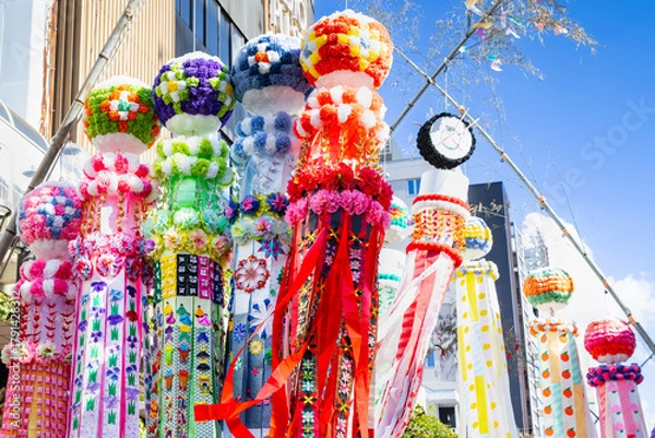 Obraz 仙台七夕まつり　仙台七夕の七夕飾り