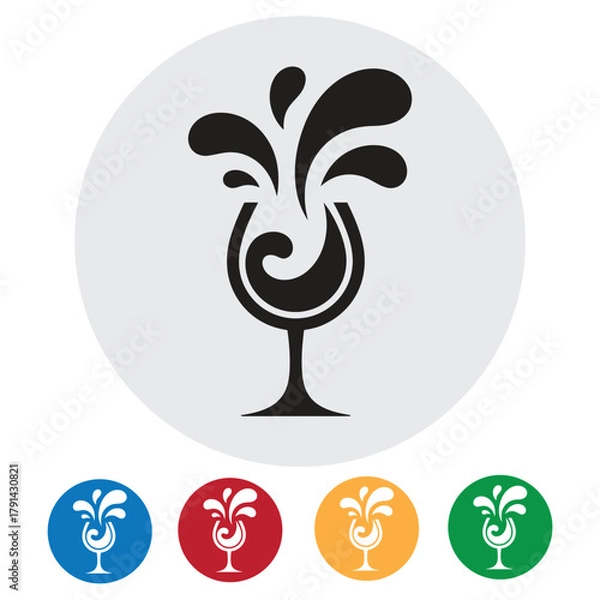 Fototapeta Dynamic wine glass splash icon in vibrant colors, perfect for beverage branding and celebratory designs