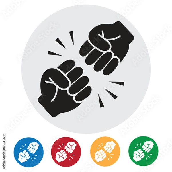 Fototapeta Dynamic fist bump icons symbolizing unity, teamwork, and celebration, perfect for conveying strong connections and successful collaboration.
