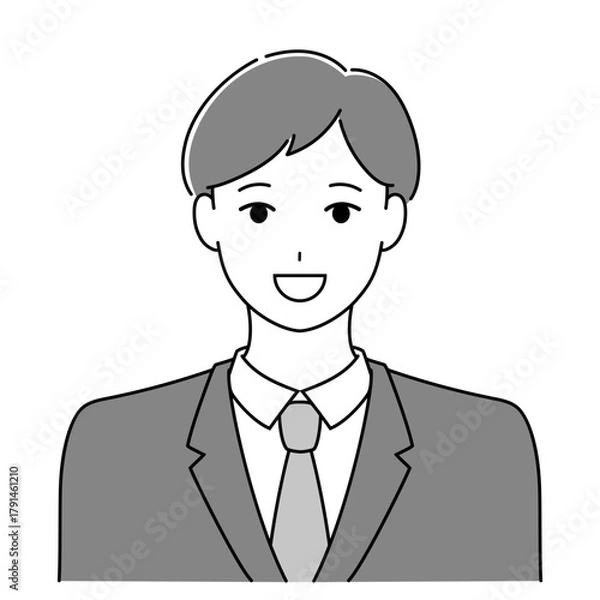 Obraz 笑顔の男性社員　明るいビジネス人物イラスト（接客・広報向け）