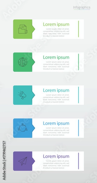 Fototapeta Infographic 5 options design elements for your business data. Vector Illustration.