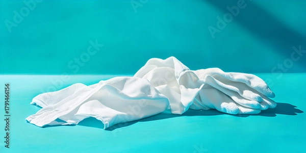 Obraz White Protective Gloves on Blue Background with Shadows