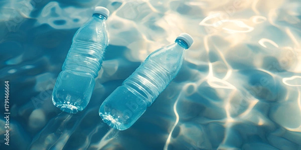 Obraz Plastic Bottles Floating in Ocean Water