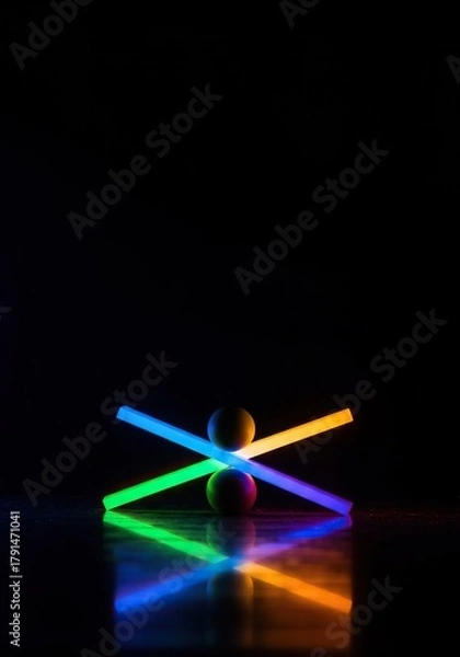 Obraz Abstract composition showcasing dynamic balance and continuous motion through perfectly mirrored elements, creating a visually harmonious progression ,future ,wave ,seamless