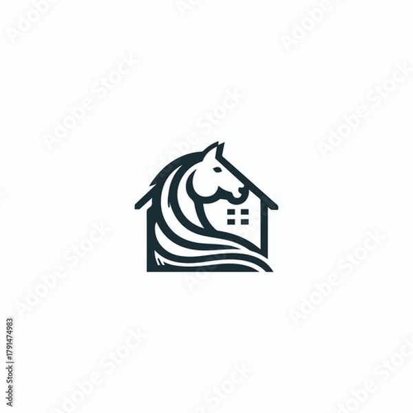 Obraz Horse home logo icon design template vector illustration