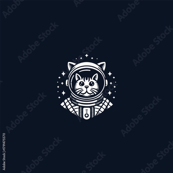 Fototapeta Cat astronaut logo icon design template vector illustration