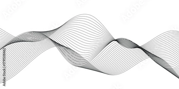 Fototapeta abstract creative black minimalist wave line design for banner, poster, background.