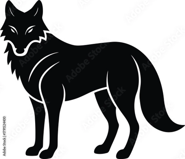 Fototapeta Stylized gray wolf icon for wildlife and nature designs