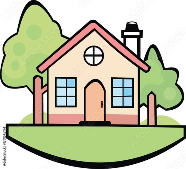 Obraz Green cartoon house vector.eps