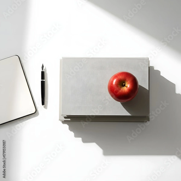 Fototapeta Minimal Flat Lay Study and Learning Concept