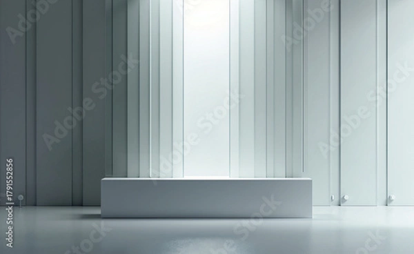 Obraz Minimal abstract space with vertical panels and soft lighting, creating a clean geometric composition in cool monochrome tones.
