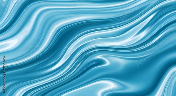 Fototapeta Vibrant aquatic blue and silver abstract liquid flow texture for modern design concept