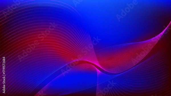 Obraz blue red gradient mesh abstract background with wavy lines