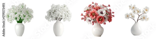 Fototapeta Exquisite floral arrangements in elegant white vases bring natural beauty and sophisticated charm to any space, perfect for decor and design projects