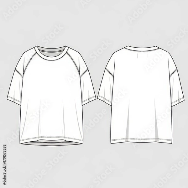 Obraz Minimalist white raglan sleeve t-shirt design template for fashion and apparel presentation