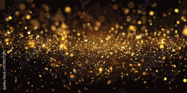 Fototapeta Um fundo abstrato deslumbrante com uma profusão de brilhos dourados cintilantes e efeito bokeh, ideal para celebrações e eventos festivos.