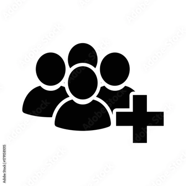 Obraz Black icon of a group of people with a plus sign on a