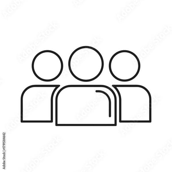 Obraz Group of three people icon, representing teamwork, community, and collaboration