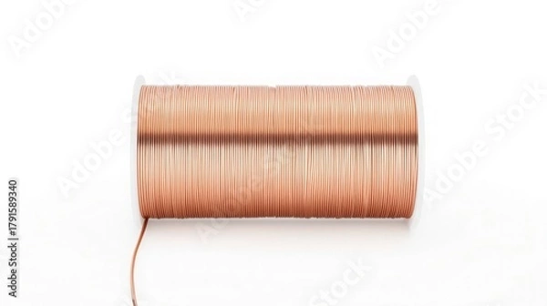 Obraz Copper wire spool on white background close up shot