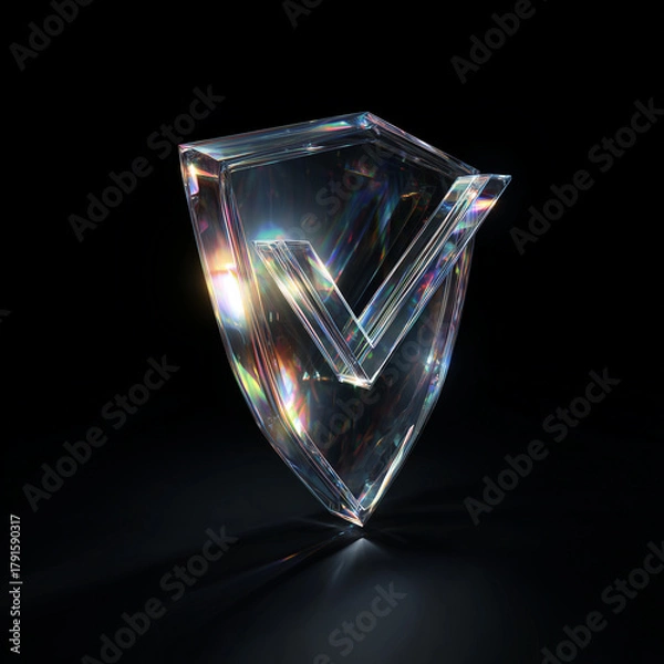 Obraz Crystal Shield with Checkmark Symbol
