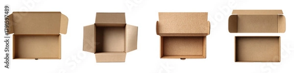 Fototapeta Open and Ready Cardboard Boxes for Shipping & Delivery: Streamline Your Packaging with These Versatile Templates for E-commerce and Business Needs
