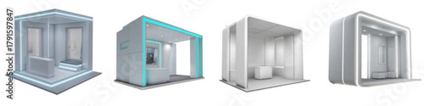 Fototapeta Modern trade show booth designs for product marketing and brand promotion, perfect for exhibitions, conventions, and retail spaces to attract customers and boost sales