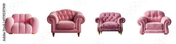 Fototapeta Elegant rose colored armchairs, a touch of luxury for your interior design, perfect for creating a cozy and inviting space for reading or relaxation, soft textures