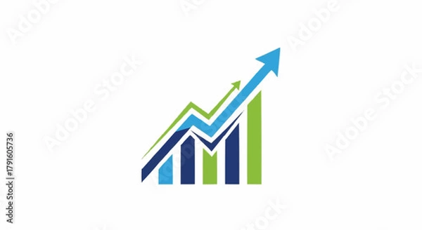 Fototapeta Dynamic Growth Chart with Upward Arrow and Bar Graph.