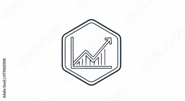 Fototapeta Growth Chart in Hexagon Icon Representing Business Success and Data Analysis.