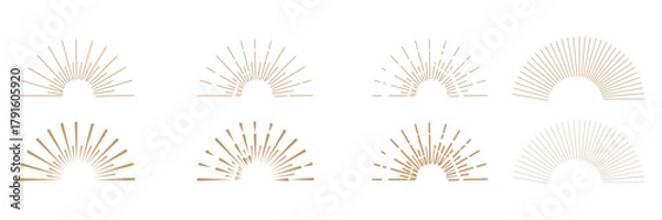 Fototapeta Starburst set. Sparkle sunburst rays. Star, firework explosion, sun beams, black lines, surprise, outline, confetti, decorative, retro style. Art design elements. Vintage sunburst. Best Vector Eps 10.