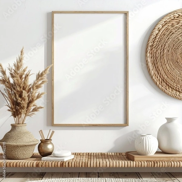 Obraz Framed art mock-up w/ neutral decor