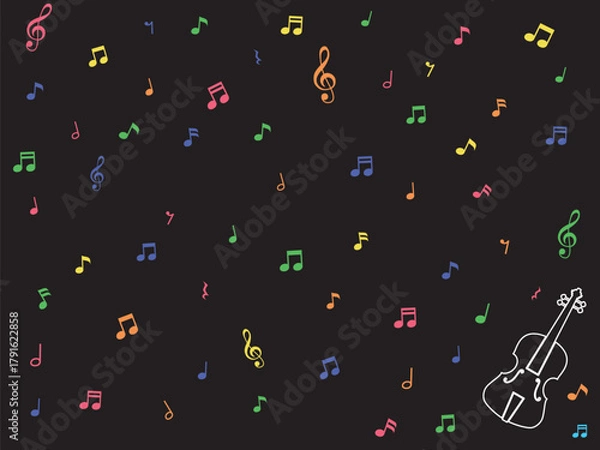 Obraz バイオリンと音符の壁紙
