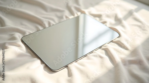 Fototapeta Minimal Composition with Square Mirror on Soft Bedding
