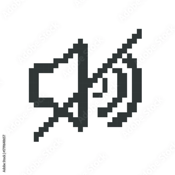 Obraz silent icon pixel art, vector illustration on isolated background.