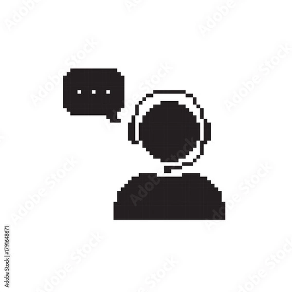 Obraz customer service icon pixel art, vector illustration on isolated background.