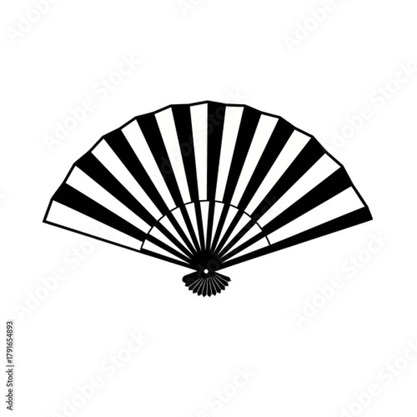 Fototapeta Traditional Hand Fan Silhouette – Decorative Folded Fan Vector Illustration