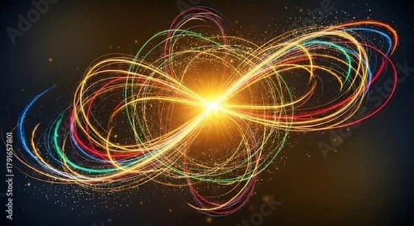 Fototapeta Abstract Energetic Light Trails Design Glowing Swirls & Starburst