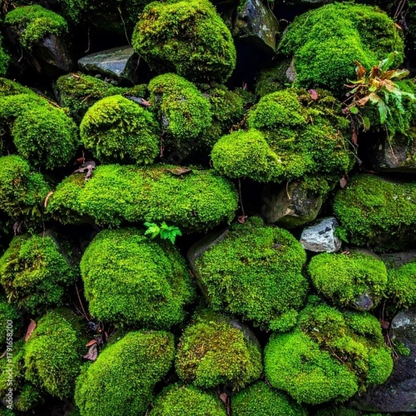 Obraz Lush green moss covering stones