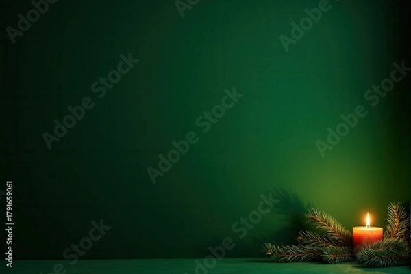 Fototapeta Festive Christmas background with generous copyspace and holiday decorative elements
