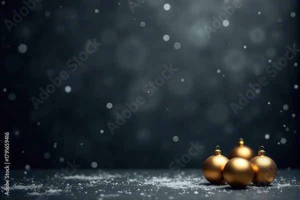 Fototapeta Festive Christmas background with generous copyspace and holiday decorative elements
