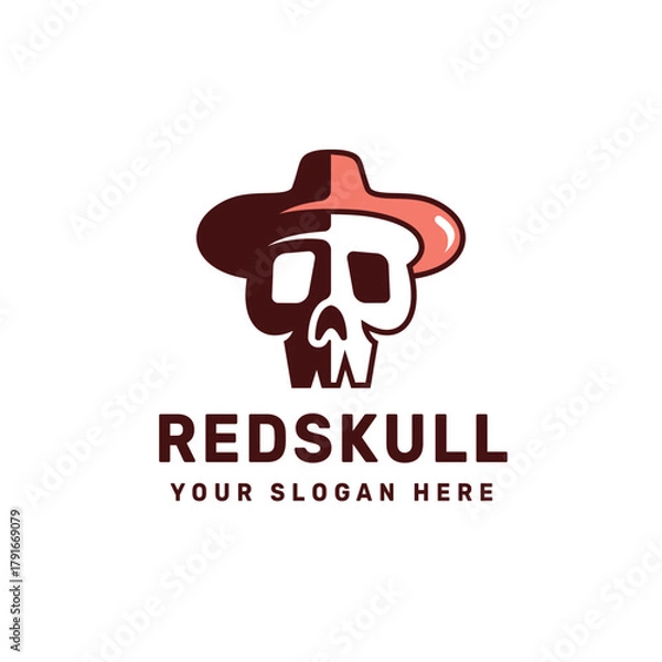 Obraz Red Skull Hat Logo Design