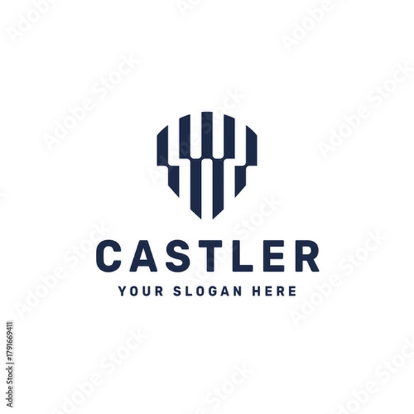 Fototapeta Castler Shield Logo Design – Modern Fortress Branding Symbol