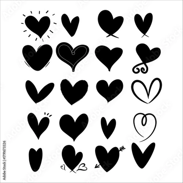 Obraz seamless background with hearts elegant heart line art collation minimal romantic calligraphy design set