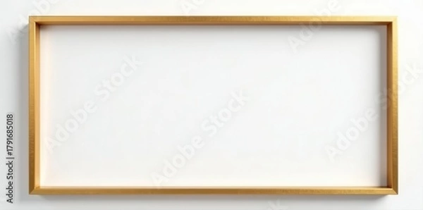 Obraz Subtle golden rectangular frame on pristine white, gold, white backdrop, rectangle