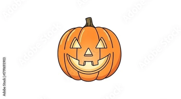 Fototapeta A small jack-o’-lantern with a happy face, minimal style, on clean background