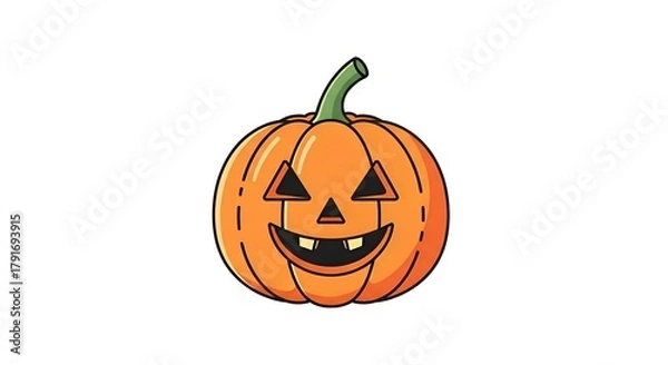 Fototapeta A small jack-o’-lantern with a happy face, minimal style, on clean white surface